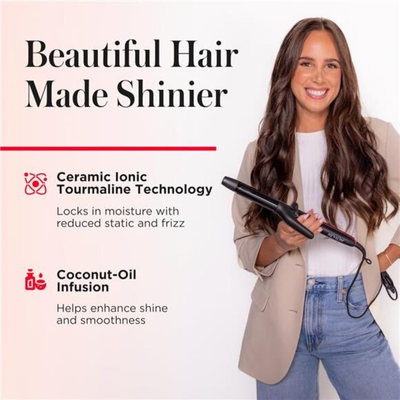 SmoothStay Coconut Oil Infused Hair Curling Iron - Barrel Curling Iron 1 - Picture 3 of 7